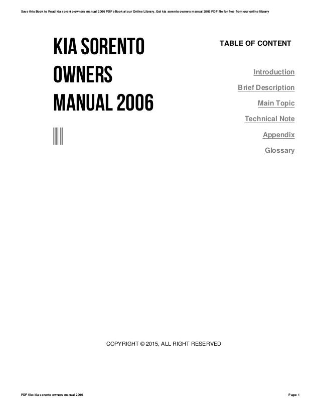 2015 Kia Sorento Owners Manual